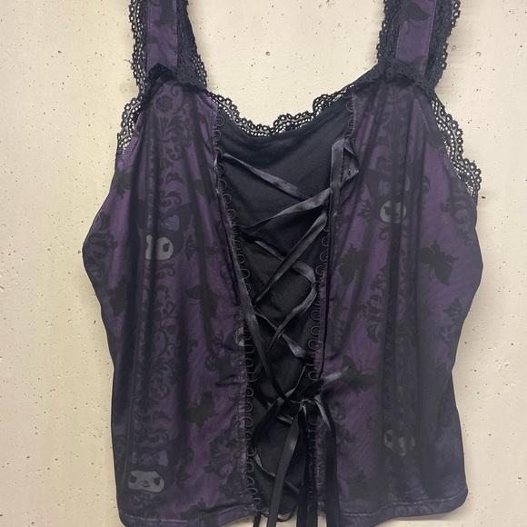 Kuromi Mesh Lace-Up Sweetheart Girls Tank Top - Picture 3 of 6